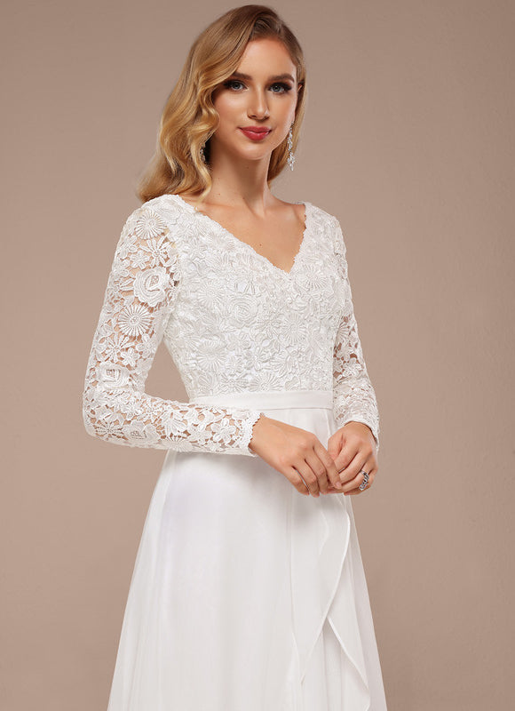 Robe Asymétrique Élégante Dentelle - gallery 1