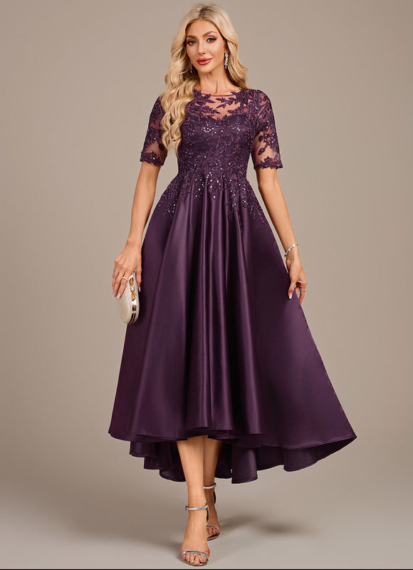 Robe Asymétrique Satin Violette