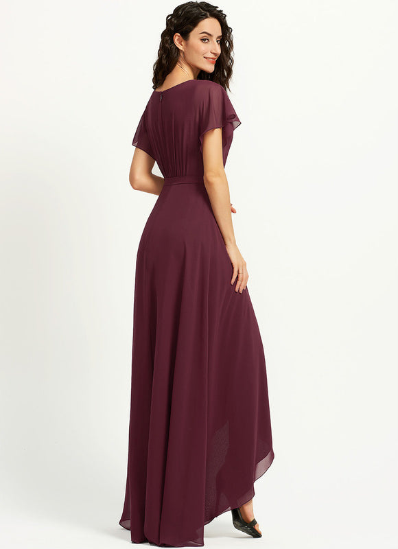 Robe Asymétrique Fluide À Volants - gallery 3