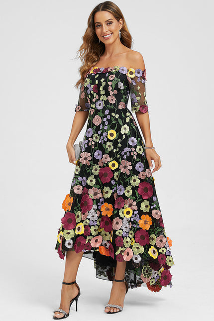 Robe Asymétrique Étoffe Florale - gallery 4