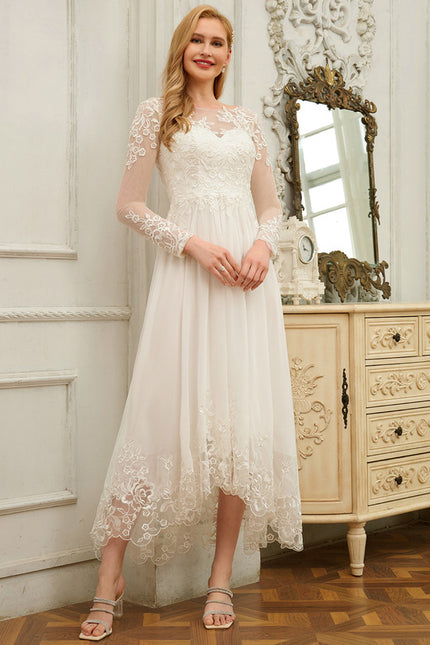 Robe Asymétrique En Dentelle Délicate - gallery 2