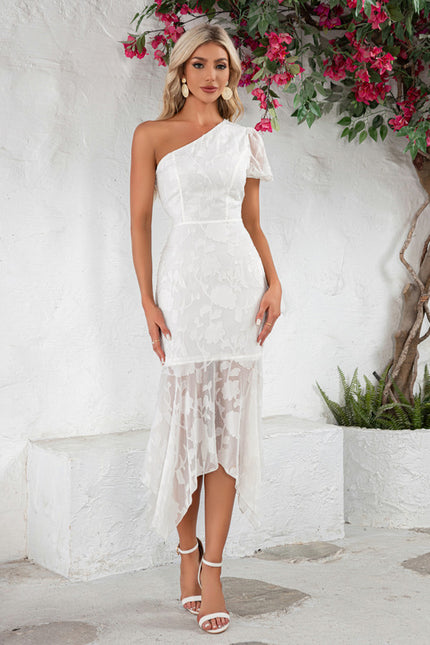 Robe Asymétrique Blanche Florale - gallery 1