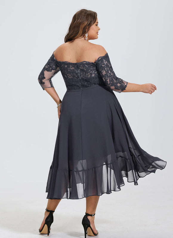 Robe Asymétrique Soirée Brodée - gallery 8