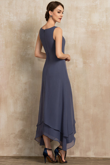 Robe Asymétrique Vaporeuse Bleu-Gris - gallery 6