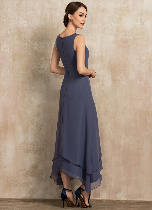 Robe Asymétrique Vaporeuse Bleu-Gris - gallery 6