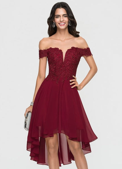 Robe Asymétrique Rouge Velours Élégant