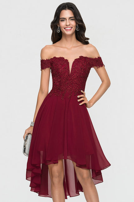 Robe Asymétrique Cocktail Bordeaux