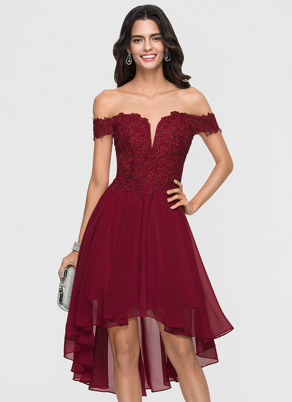 Robe Asymétrique Cocktail Bordeaux