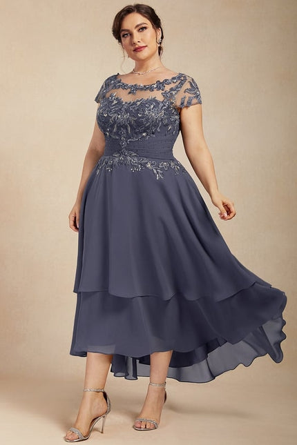 Robe Asymétrique Grise Élégante - gallery 7