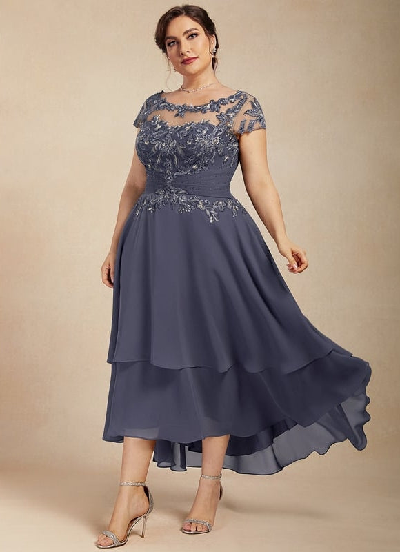 Robe Asymétrique Grise Élégante - gallery 7