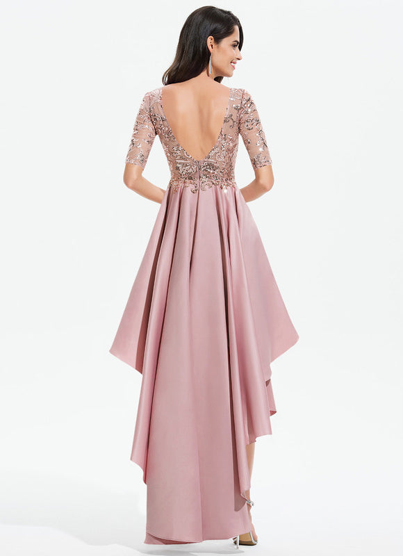 Robe Asymétrique Satinée Élevée - gallery 4