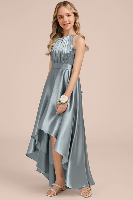 Robe Asymétrique Satinée Asymétrique Marine - gallery 4