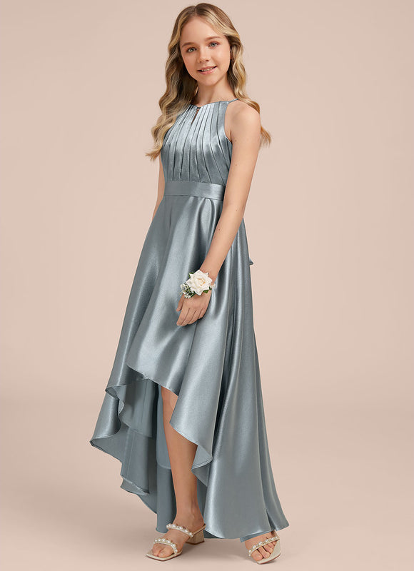 Robe Asymétrique Satinée Asymétrique Marine - gallery 4