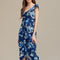Robe Asymétrique Florale Marine