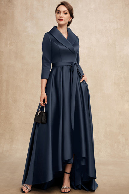 Robe Asymétrique Satin Col Châle - gallery 4