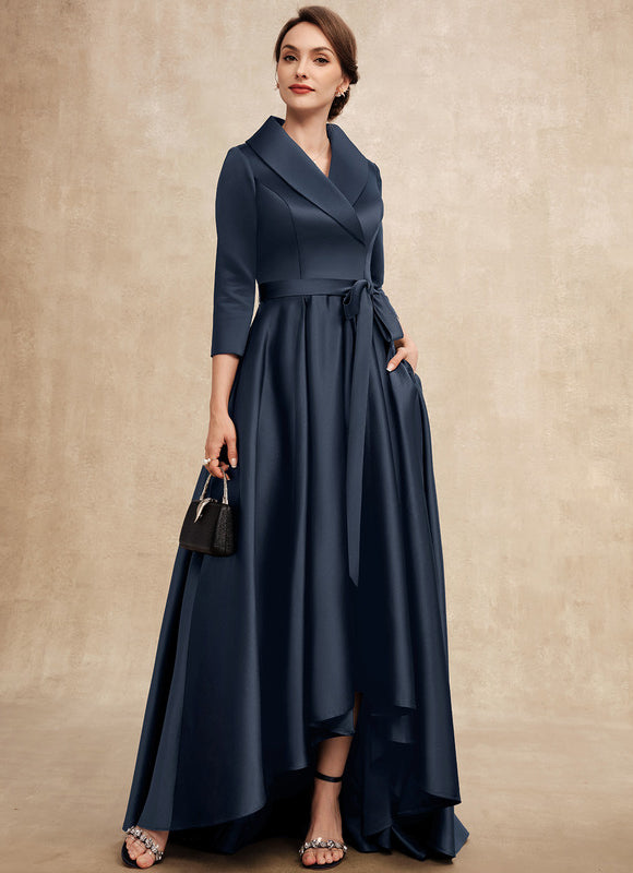 Robe Asymétrique Satin Col Châle - gallery 4