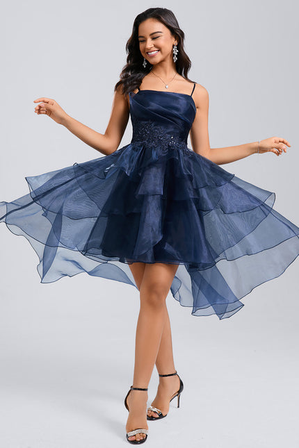 Robe Asymétrique De Bal En Organza - gallery 2