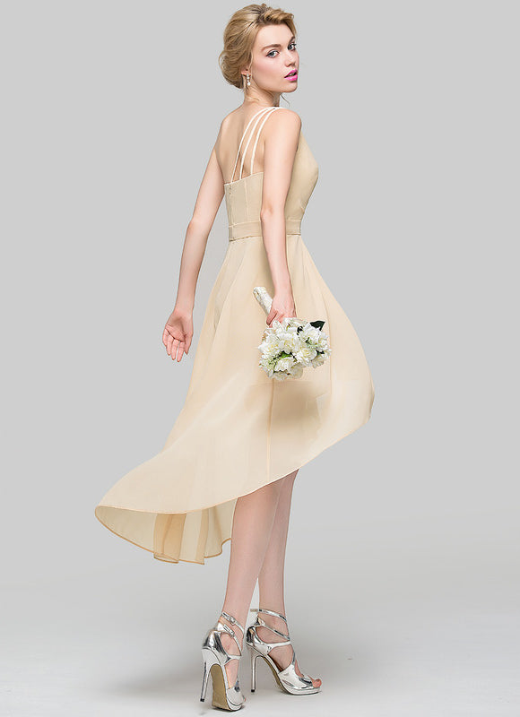 Robe Asymétrique Chiffon Nude - gallery 7