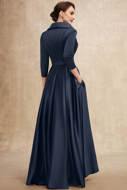 Robe Asymétrique Satin Col Châle - gallery 5