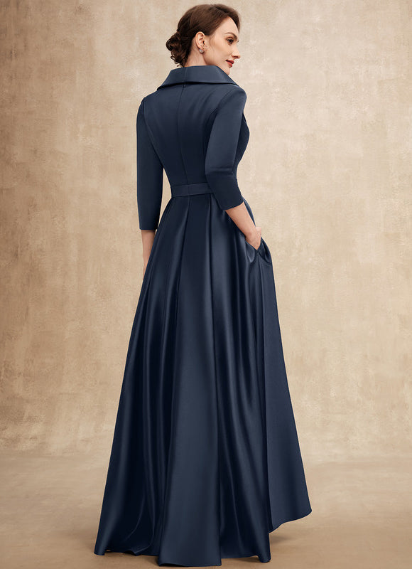 Robe Asymétrique Satin Col Châle - gallery 5