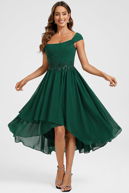 Robe Asymétrique Émeraude Fluide