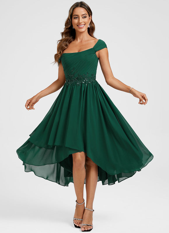 Robe Asymétrique Émeraude Fluide