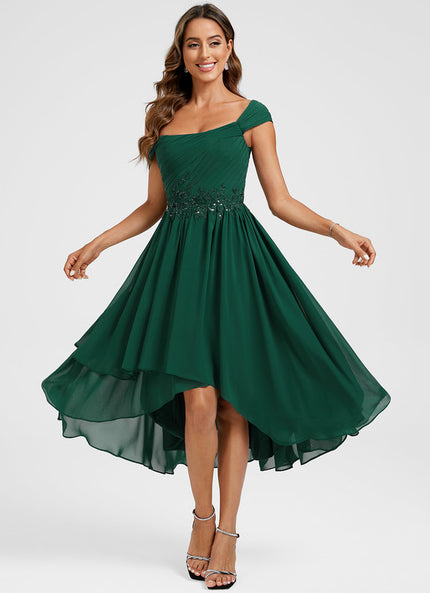 Robe Asymétrique Émeraude Fluide