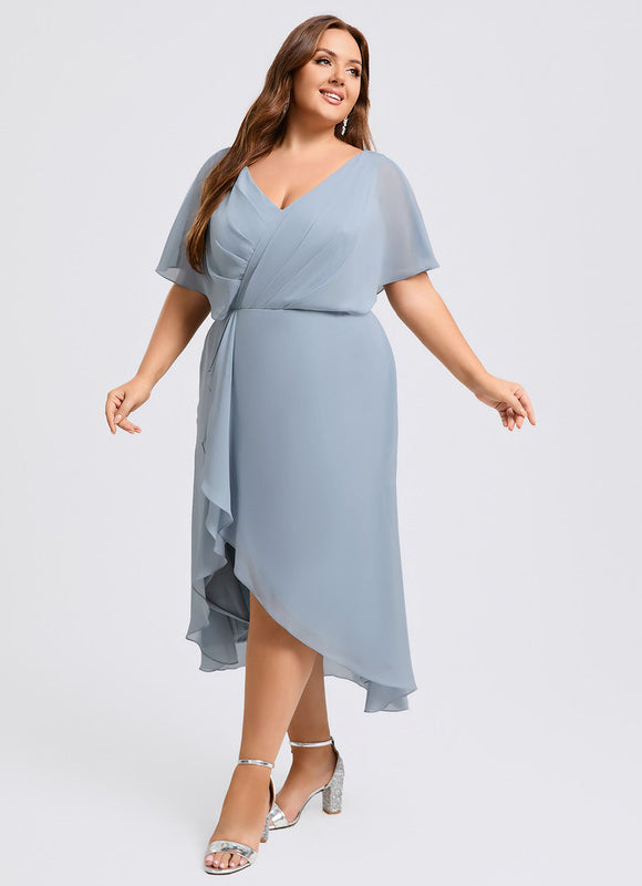 Robe Asymétrique Cocktail Bordeaux Volants - gallery 7