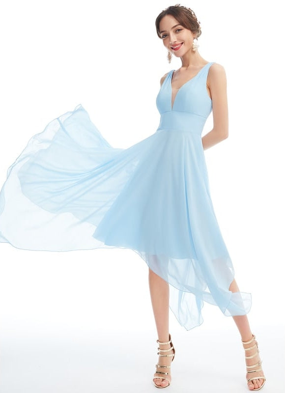Robe Asymétrique Fluide Vert Pâle