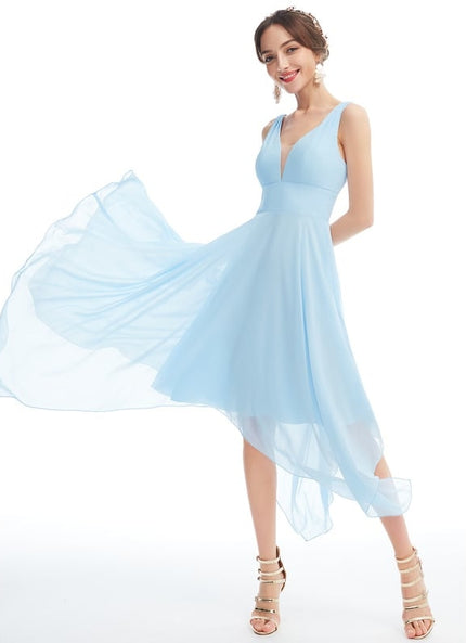 Robe Asymétrique Fluide Vert Pâle
