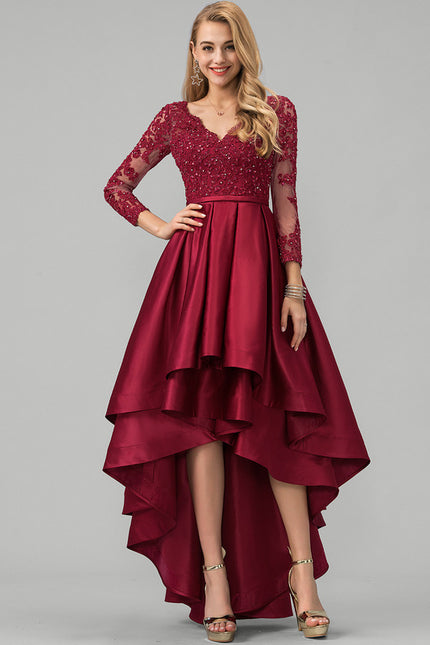 Robe Asymétrique Satin Bordeaux Chic - gallery 1