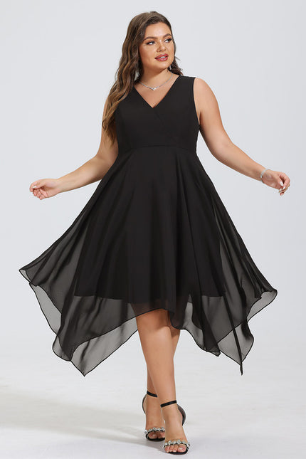 Robe Courte Asymétrique Coupe Trapèze À Volants - gallery 8