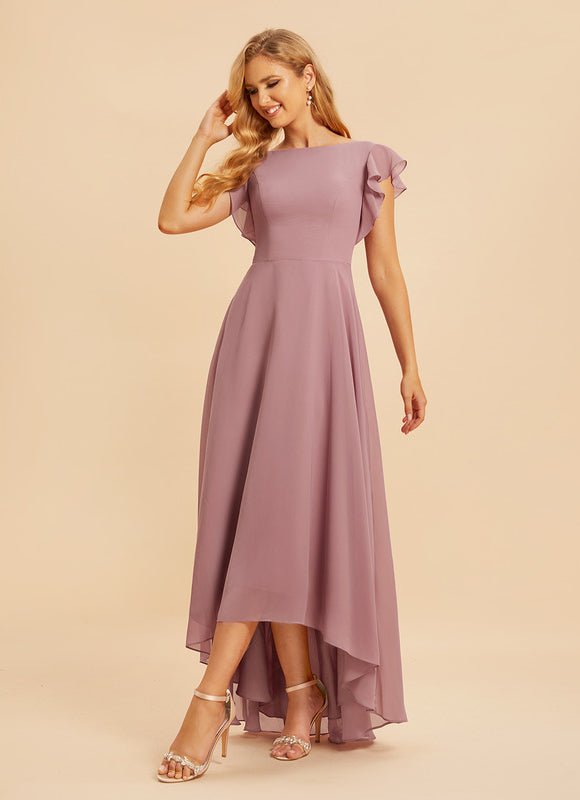 Robe Asymétrique Fluide À Volants - gallery 3
