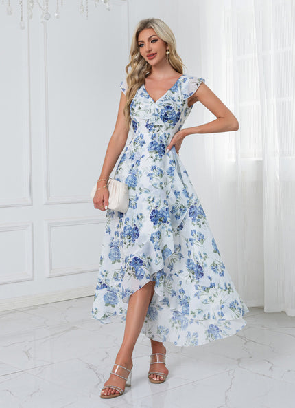 Robe Asymétrique Fleurie Midi