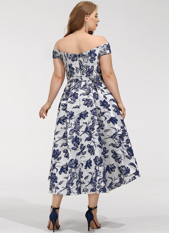 Robe Asymétrique Fleurie Satinée - gallery 7
