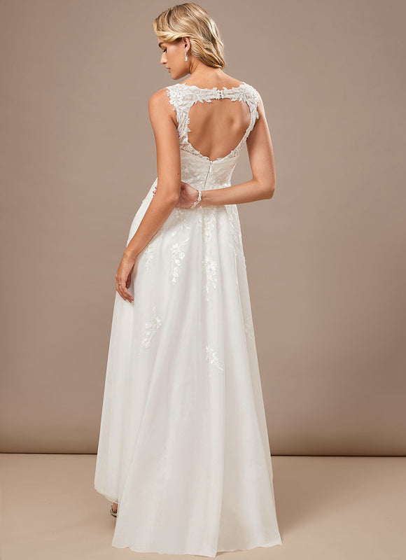 Robe Longue Asymétrique En Tulle - gallery 7