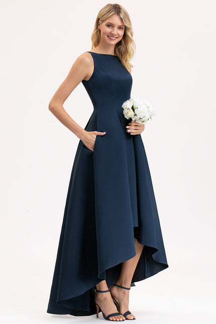 Robe Asymétrique Satin Turquoise - gallery 2