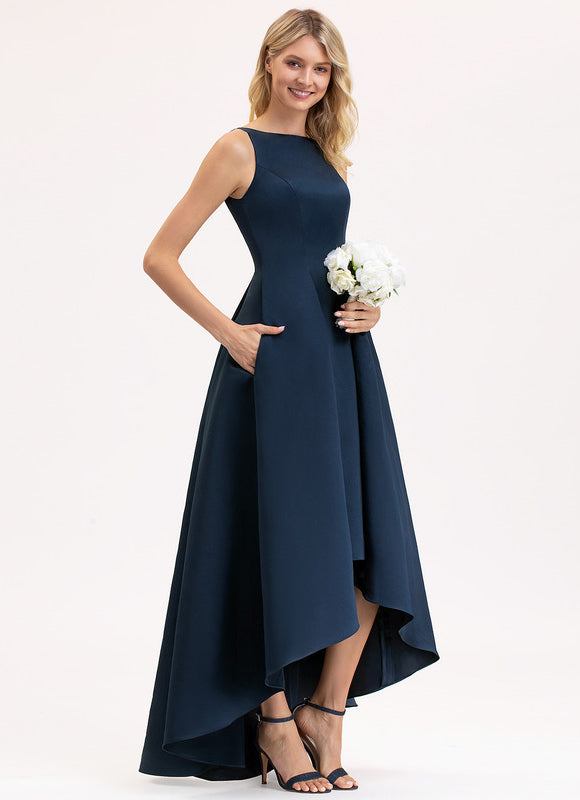 Robe Asymétrique Satin Turquoise - gallery 2