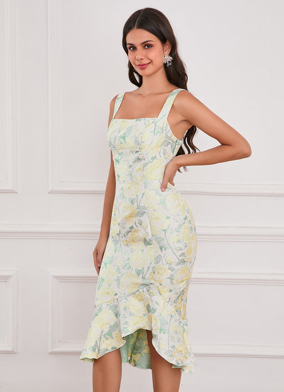 Robe Asymétrique Bleu Floral Sirène - gallery 7