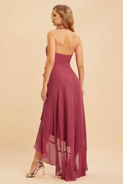 Robe Asymétrique Mousseline Saumon - gallery 6