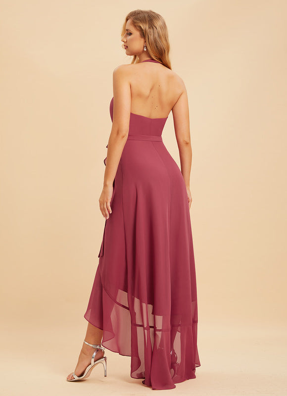Robe Asymétrique Mousseline Saumon - gallery 6