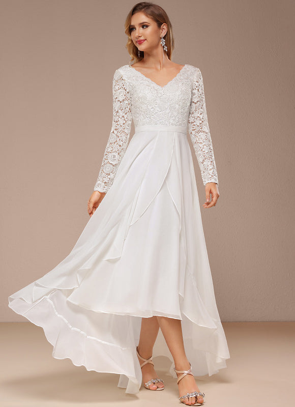 Robe Asymétrique Élégante Dentelle - gallery 5