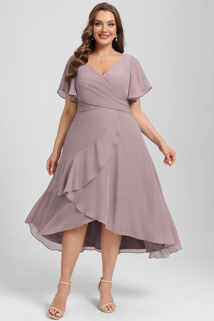 Robe Asymétrique Fluide Rose Pâle - gallery 9