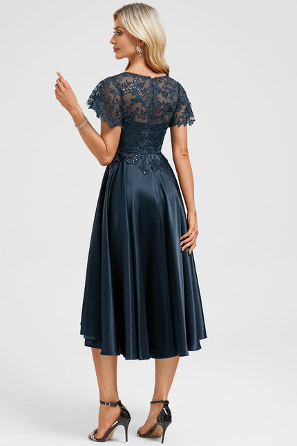 Robe Asymétrique Satinée Ornée - gallery 5