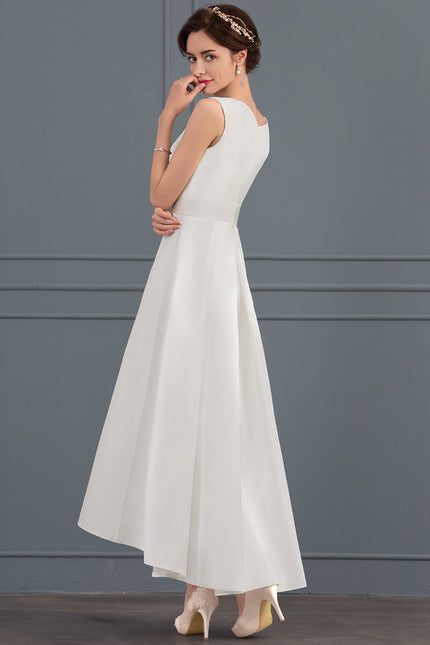Robe Asymétrique Satinée Blanche Chic - gallery 1