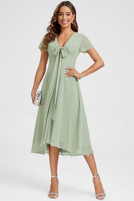 Robe Asymétrique Fluide Vert Pâle - gallery 3