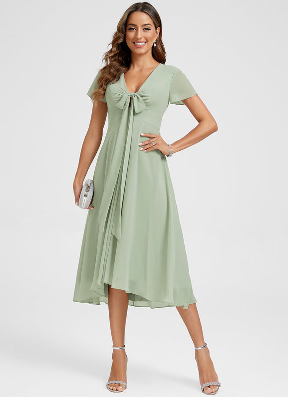 Robe Asymétrique Fluide Vert Pâle - gallery 3