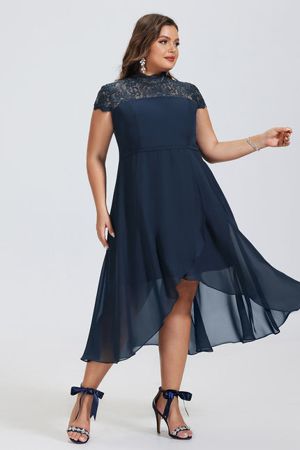 Robe Asymétrique À Volants Bleu - gallery 6