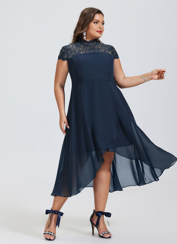 Robe Asymétrique À Volants Bleu - gallery 6