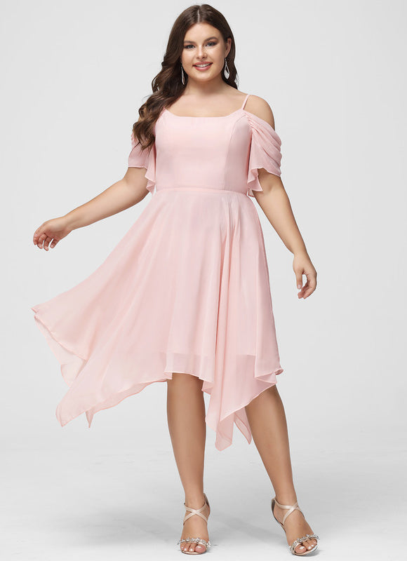 Robe Asymétrique Col Carré Aérienne - gallery 8